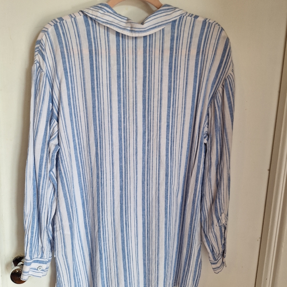Cabi Pacific Blue And White Stripe Top Beach Coastal - Picture 4 of 5